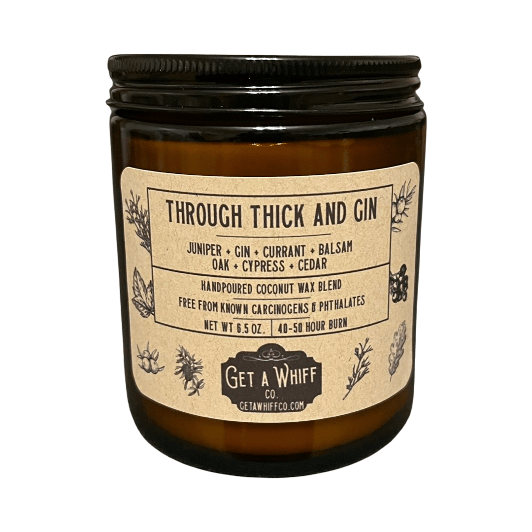 Cedar & Cypress Crackling Wooden Wick Scented Candle Made With Coconut Wax In Amber Jar (Through Thick & Gin)