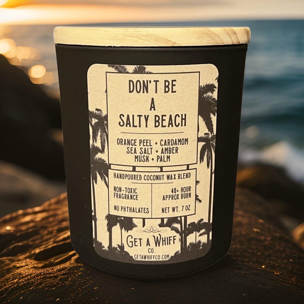 Sea Salt & Cardamom Crackling Wooden Wick Scented Candle Made With Coconut Wax (Don't Be A Salty Beach)