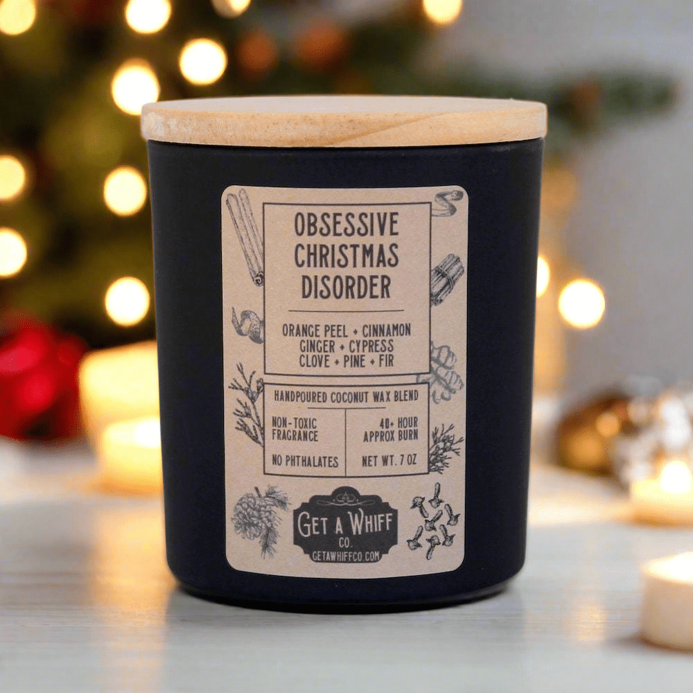 Christmas Crackling Wooden Wick Scented Candle Made With Coconut Wax (Obsessive Christmas Disorder)