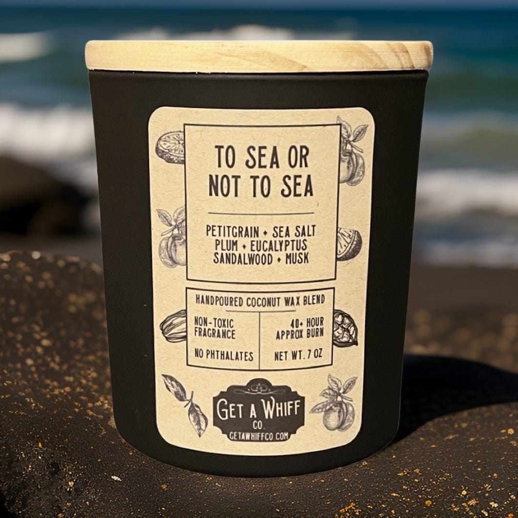 Sea Salt & Musk Crackling Wooden Wick Scented Candle Made With Coconut Wax (To Sea Or Not To Sea)