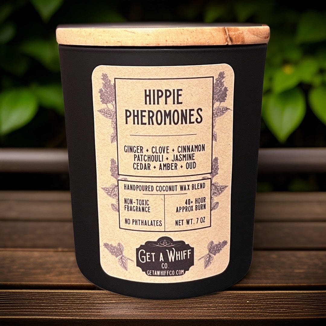 Patchouli Crackling Wooden Wick Scented Candle Made With Coconut Wax (Hippie Pheromones)