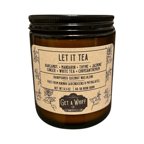 Citrus Tea Crackling Wooden Wick Scented Candle Made With Coconut Wax In Amber Jar (Let It Tea)