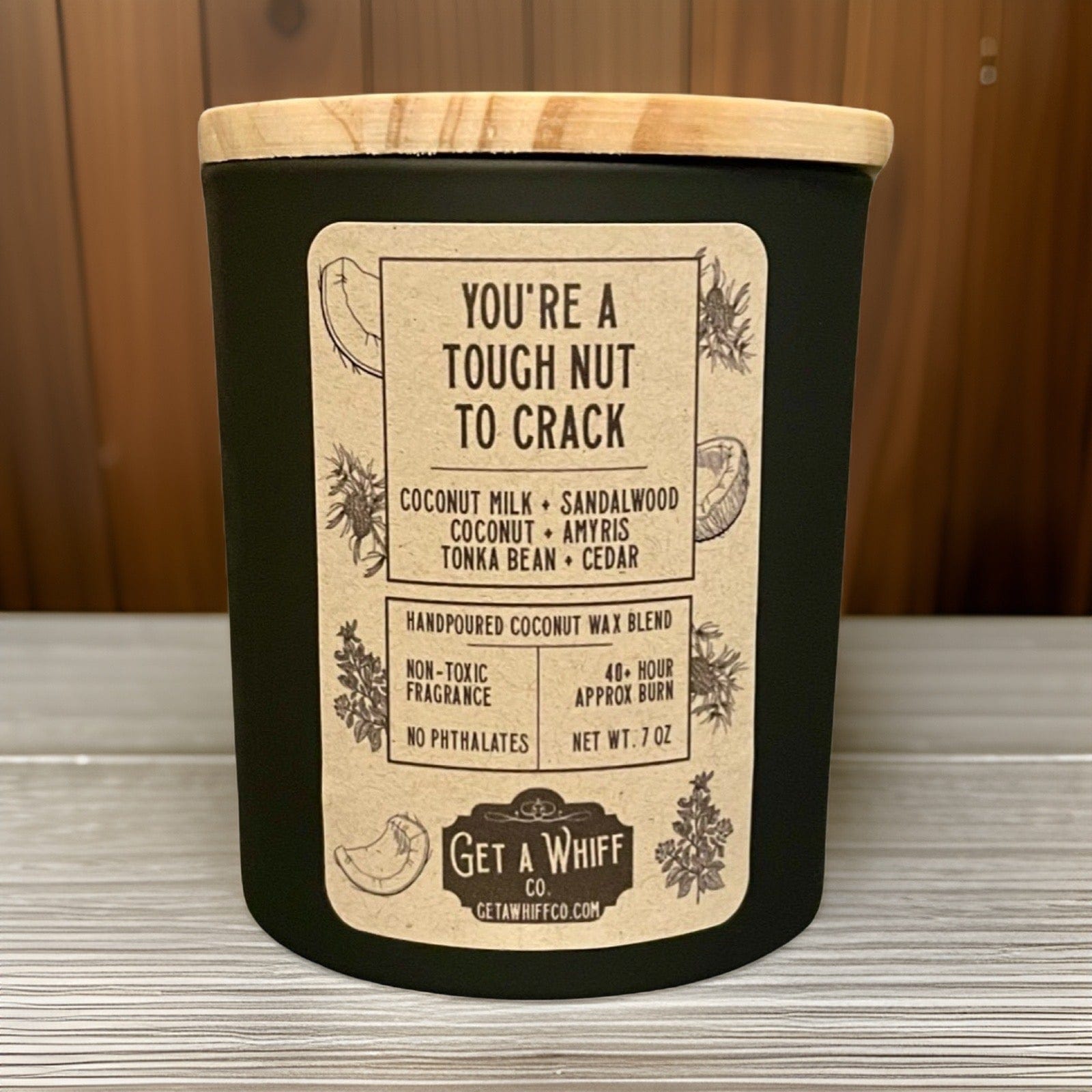 Coconut & Santal Crackling Wooden Wick Scented Candle Made With Coconut Wax (You're A Tough Nut To Crack)