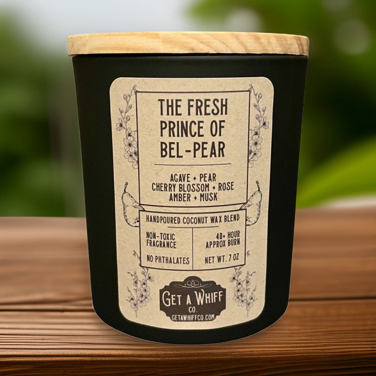 Rose &amp; Pear Crackling Wooden Wick Scented Candle Made With Coconut Wax (The Fresh Prince Of Bel-Pear)