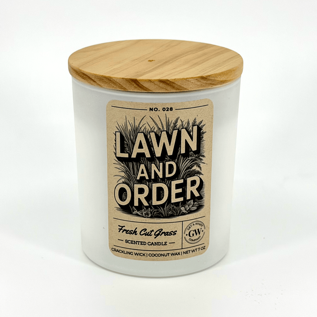 Candle with wooden lid labeled &