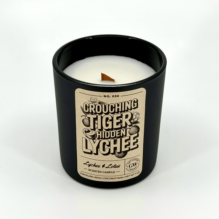 Candle with a label on a white background