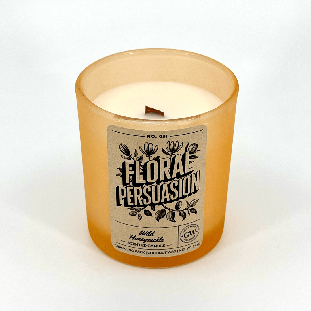 Candle with a label reading &
