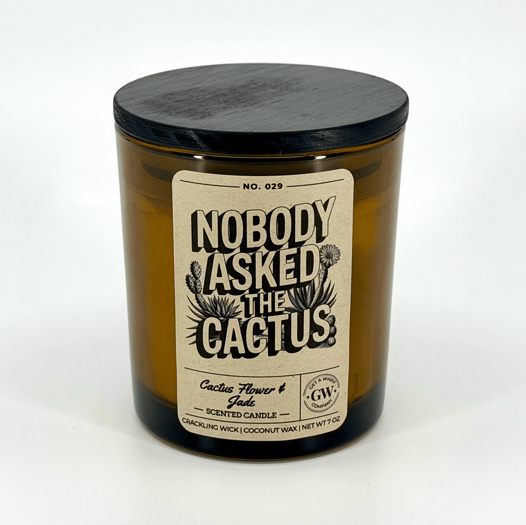 Candle with a label reading &