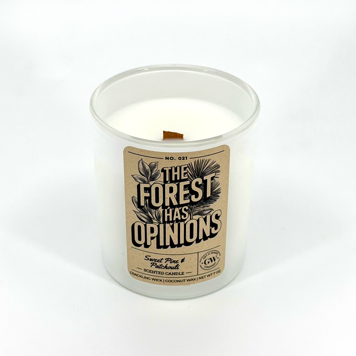 Candle with a label reading &