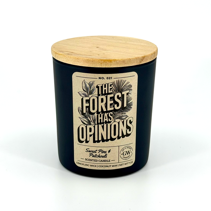 Candle with wooden lid labeled &