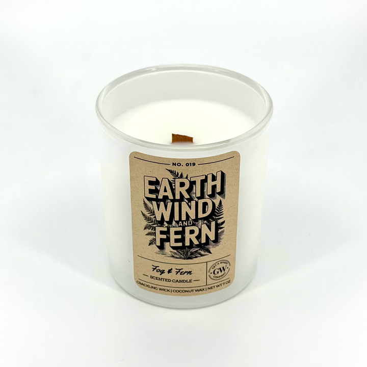 Candle with a label on a white background
