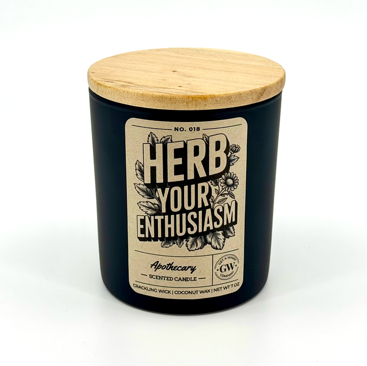 Black candle with wooden lid and &