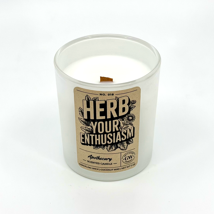 Candle with a label reading &