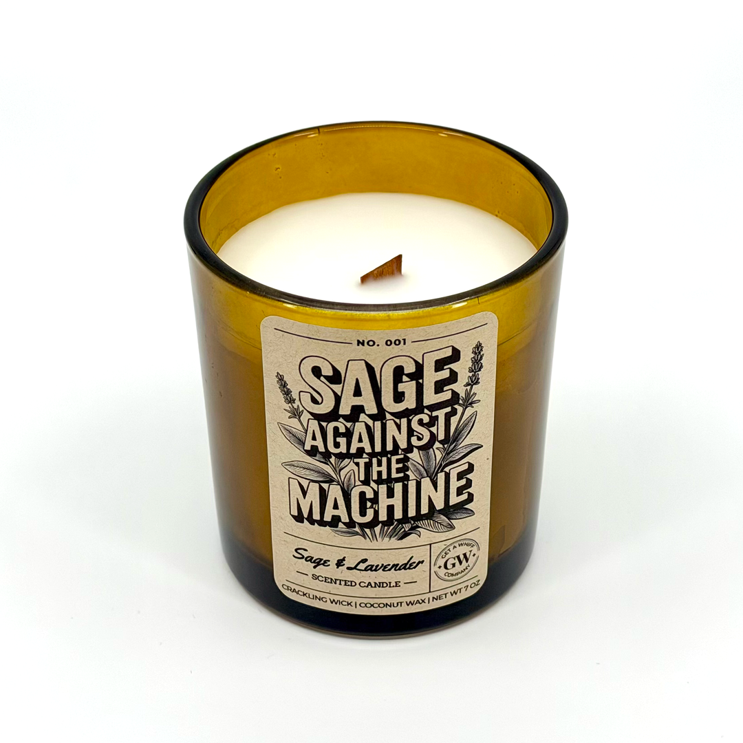 Candle in a bottle labeled &