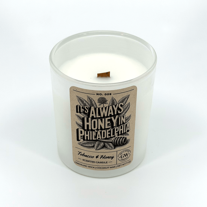 Candle with a label on a white background