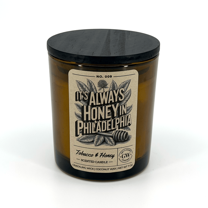 Candle with a label on a white background