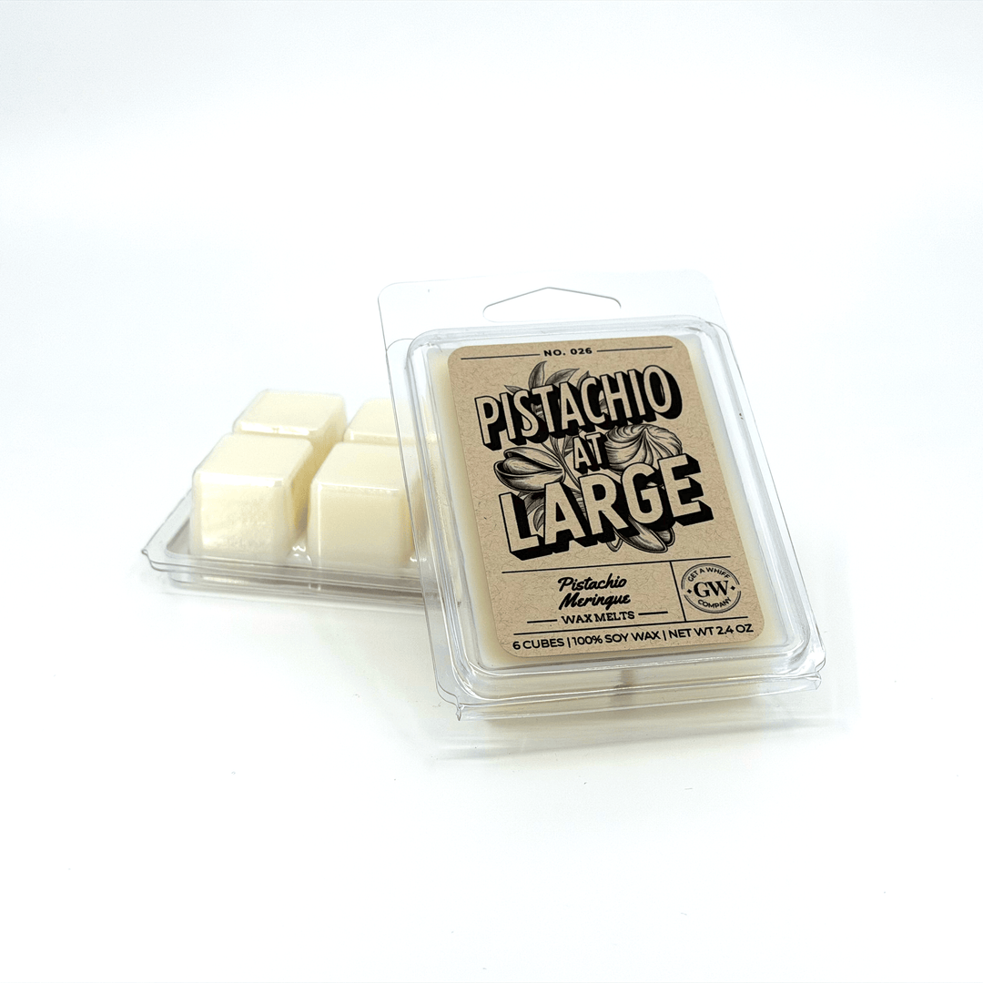 Pistachio at Large wax melts packaging on a white background