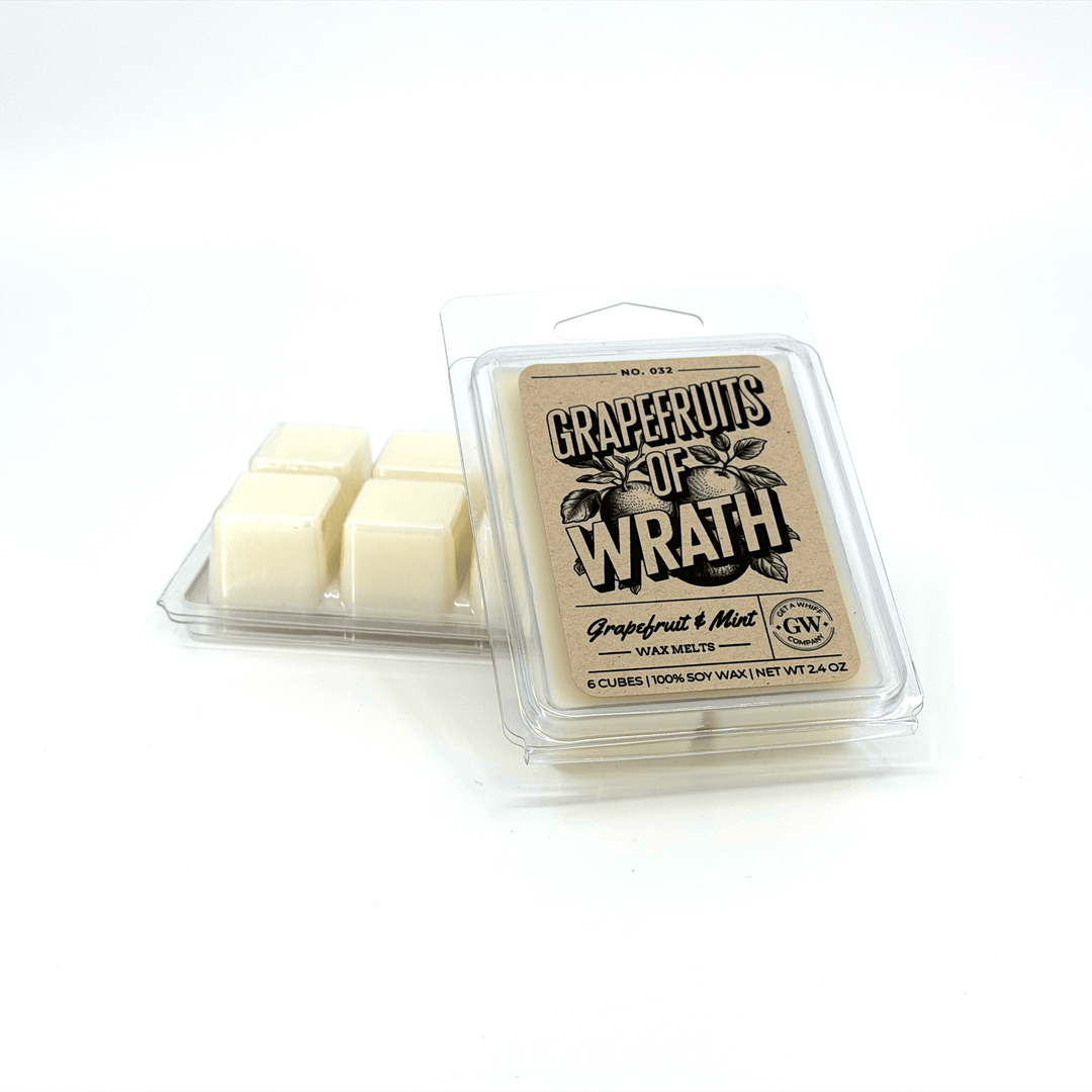 Grapefruit Wax Melts packaging with label on a white background