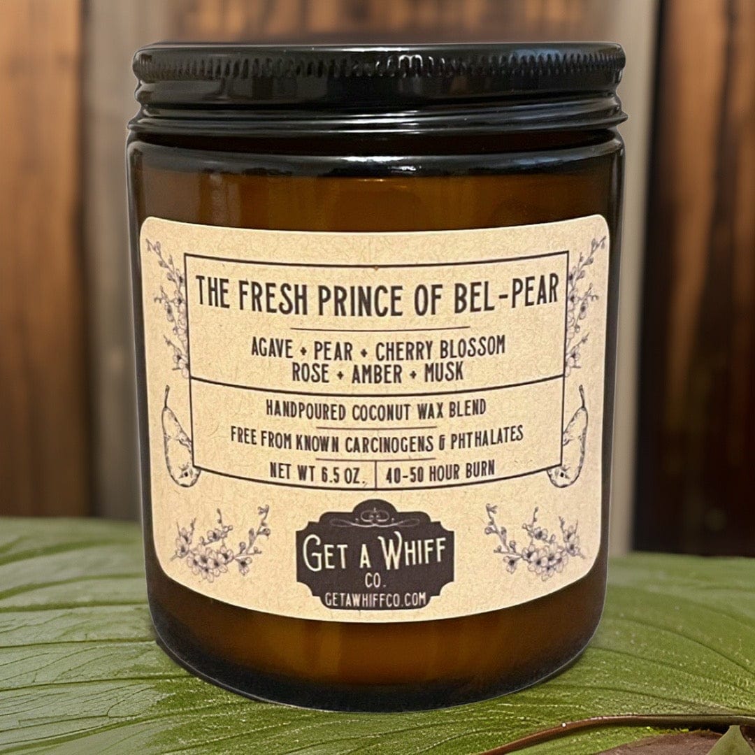 Rose & Pear Crackling Wooden Wick Scented Candle Made With Coconut Wax In Amber Jar (The Fresh Prince Of Bel Pear)