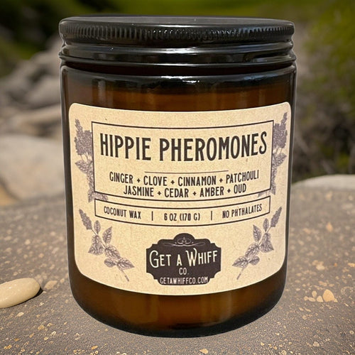 Patchouli Crackling Wooden Wick Scented Candle Made With Coconut Wax In Amber Jar (Hippie Pheromones)