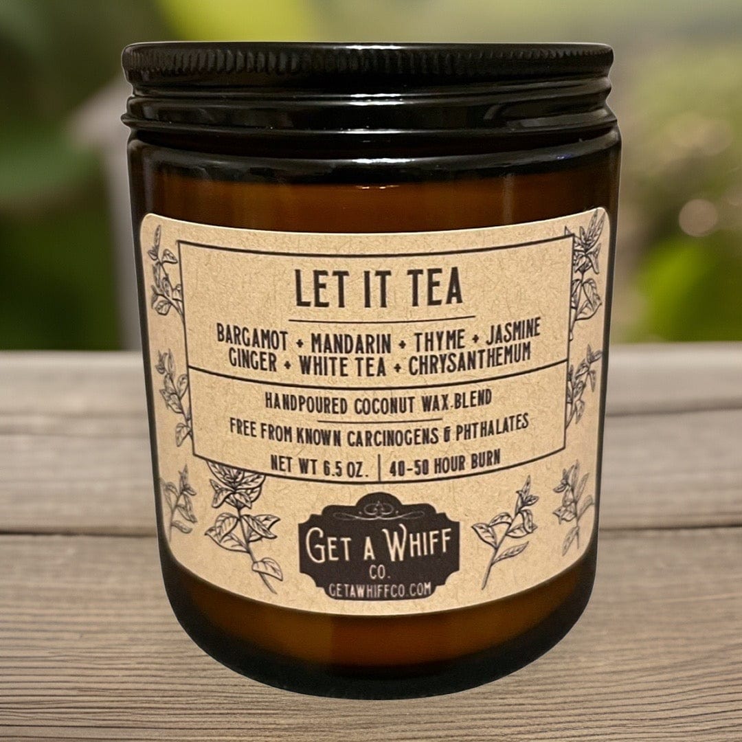 Citrus Tea Crackling Wooden Wick Scented Candle Made With Coconut Wax In Amber Jar (Let It Tea)