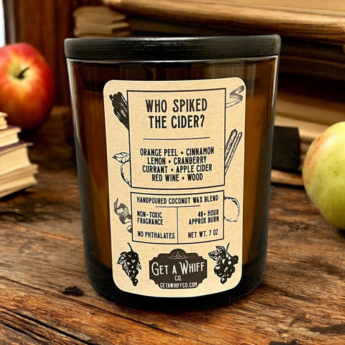 Apple Cider Crackling Wooden Wick Scented Candle Made With Coconut Wax In Amber Jar Candle (Who Spiked The Cider?)