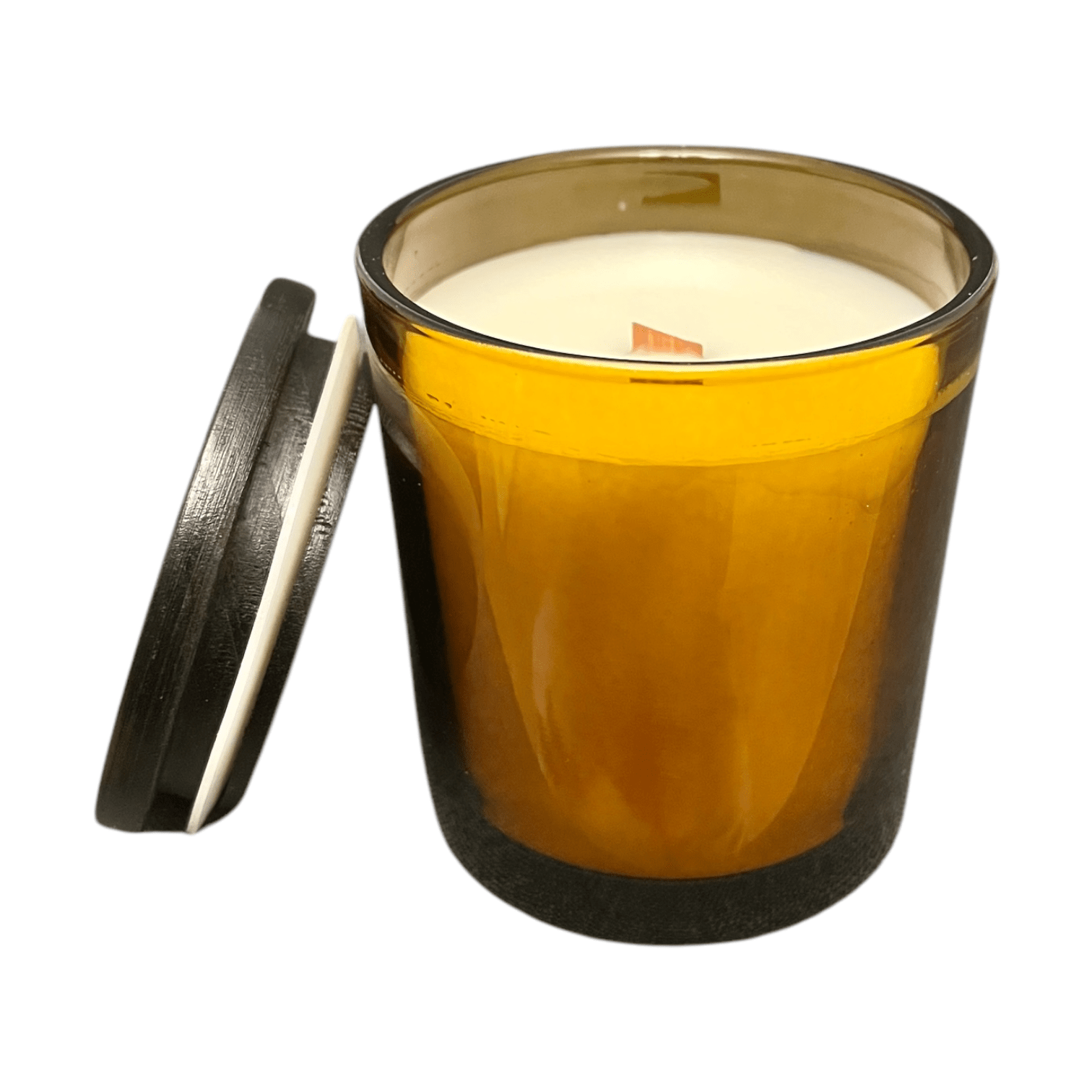 Teakwood & Oud Crackling Wooden Wick Scented Candle Made With Coconut Wax In Amber Jar (Oud La La)