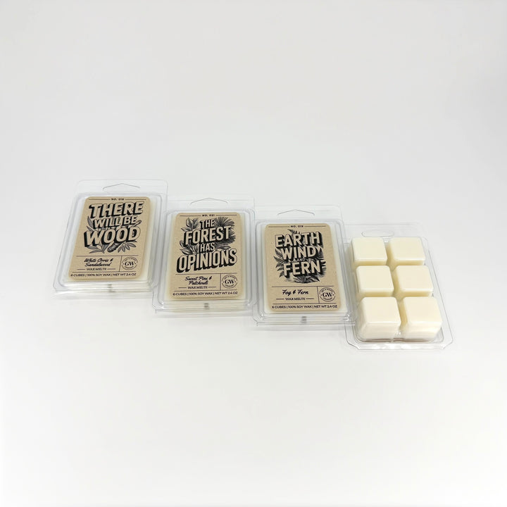 Wax Melt 3-Pack - Pine &amp; Patchouli, Fog &amp; Fern, White Orris &amp; Sandalwood (Knock on Wood)