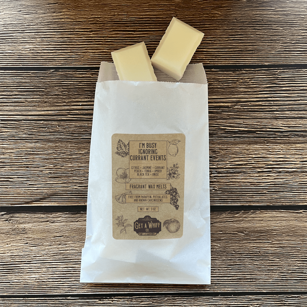 4.5 Ounce - Jasmine & Peach Scented Soy Wax Melts (I'm Busy Ignoring Currant Events)