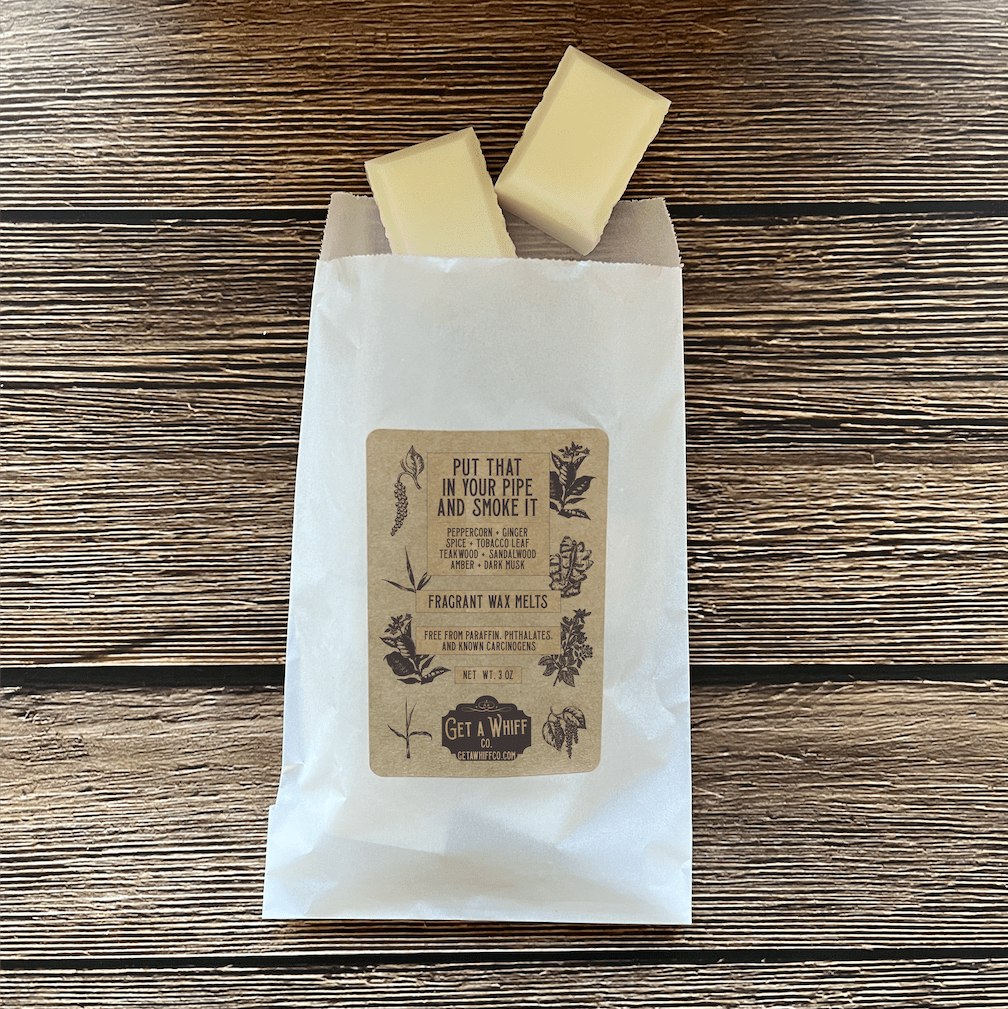 4.5 Ounce - Tobacco & Teakwood Scented Soy Wax Melts (Put That in Your Pipe and Smoke It)