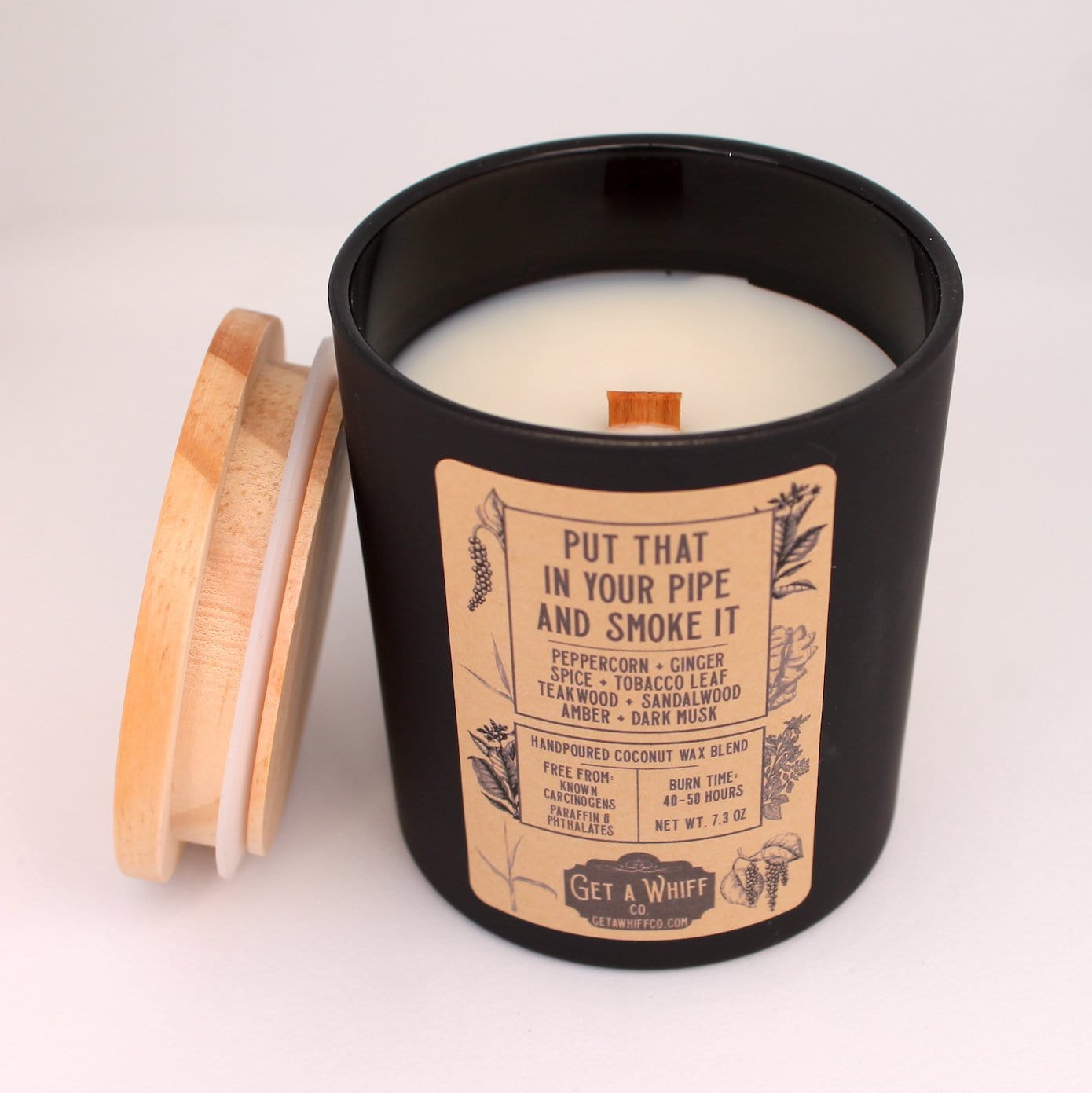 Tobacco & Teakwood Crackling Wooden Wick Scented Candle Made With Coconut Wax (Put That In Your Pipe And Smoke It)