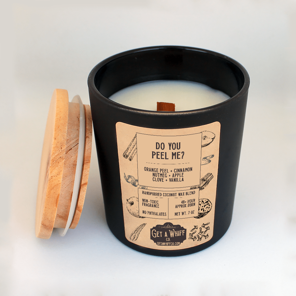 Apple & Cinnamon Crackling Wooden Wick Scented Candle Made With Coconut Wax (Do You Peel Me?)