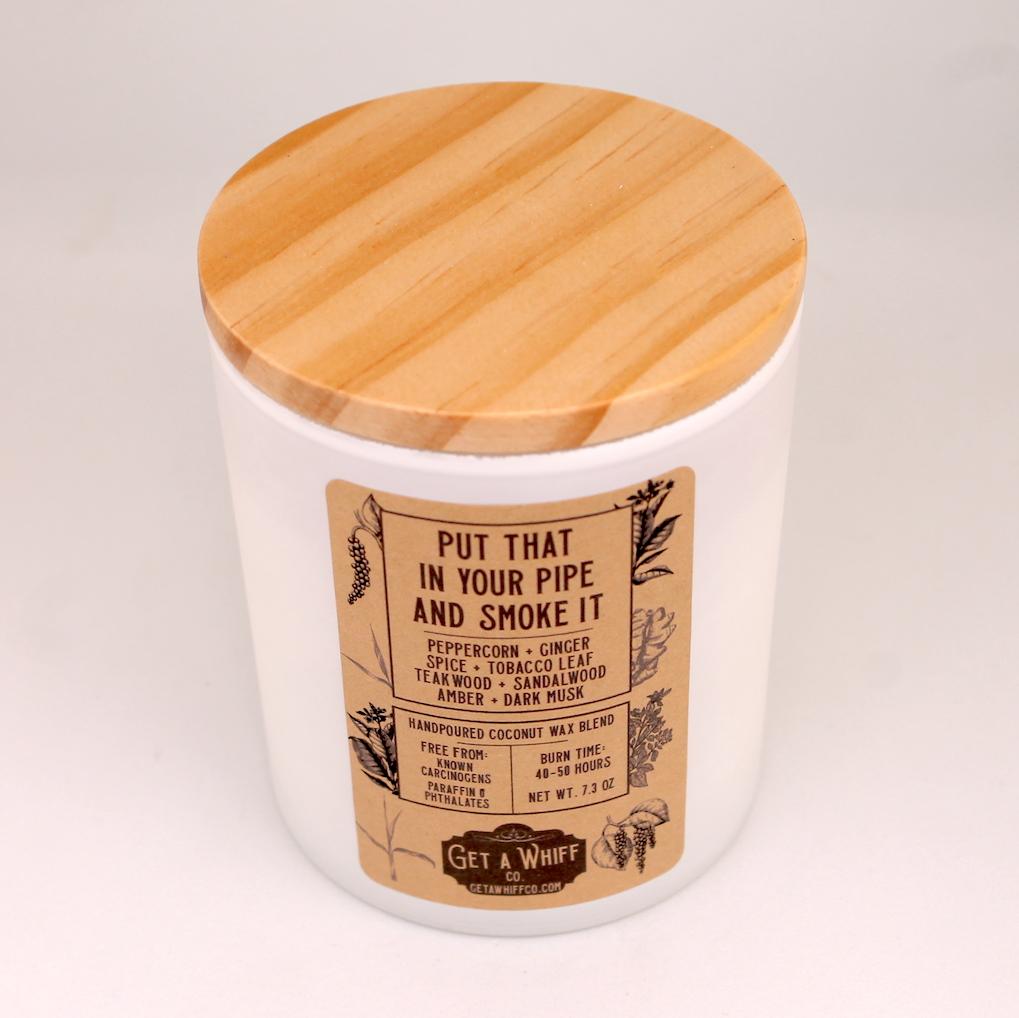 Tobacco & Teakwood Crackling Wooden Wick Scented Candle Made With Coconut Wax (Put That In Your Pipe And Smoke It)