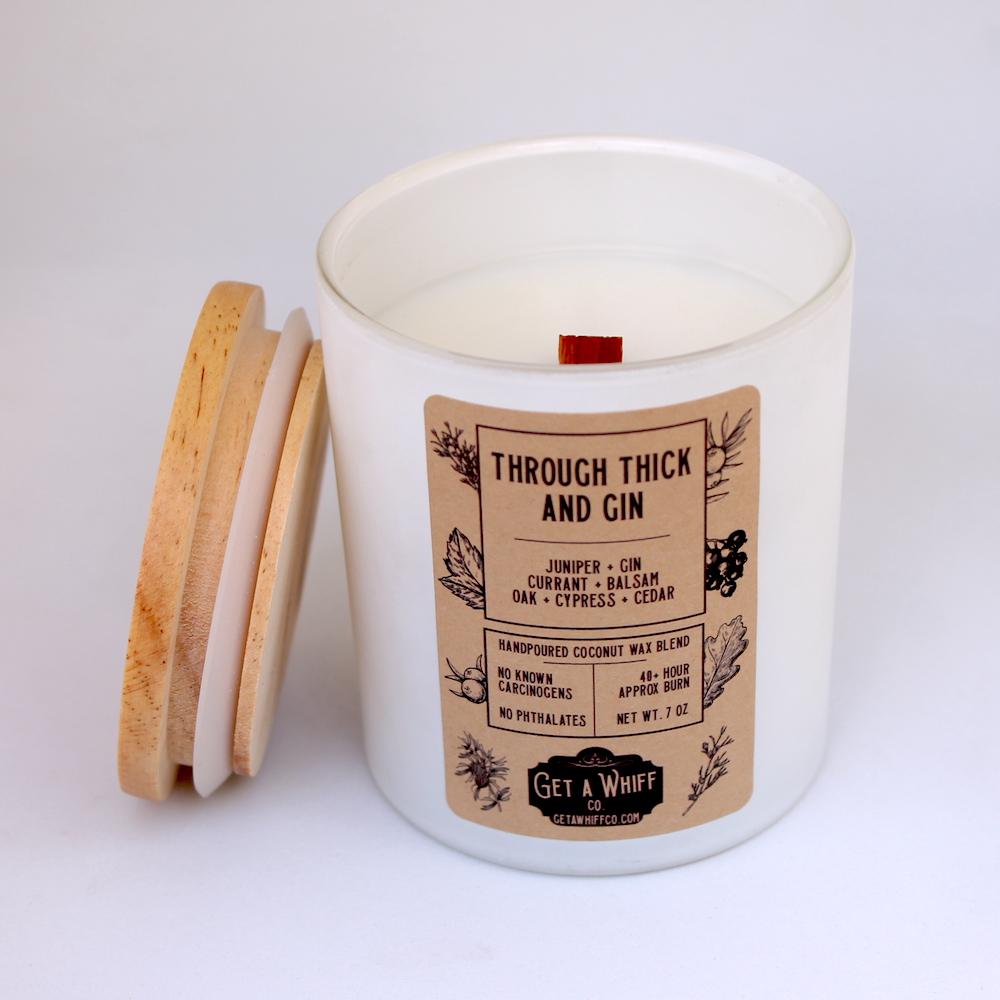 Cedar & Cypress Crackling Wooden Wick Scented Candle Made With Coconut Wax (Through Thick & Gin)