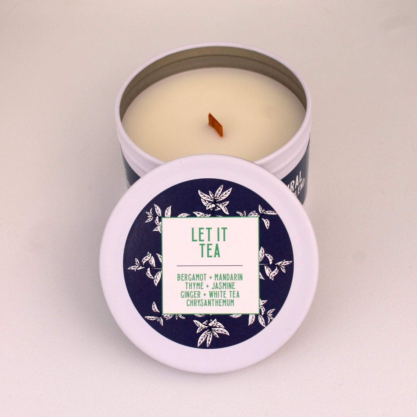 Tea Scented Candle | Spa Candle | Crackling Candle | Coconut Wax Candle | Tin Candle | Mini Candle | Let It Tea | 5.5 Oz | 30-40 Hours - Get a Whiff Co.