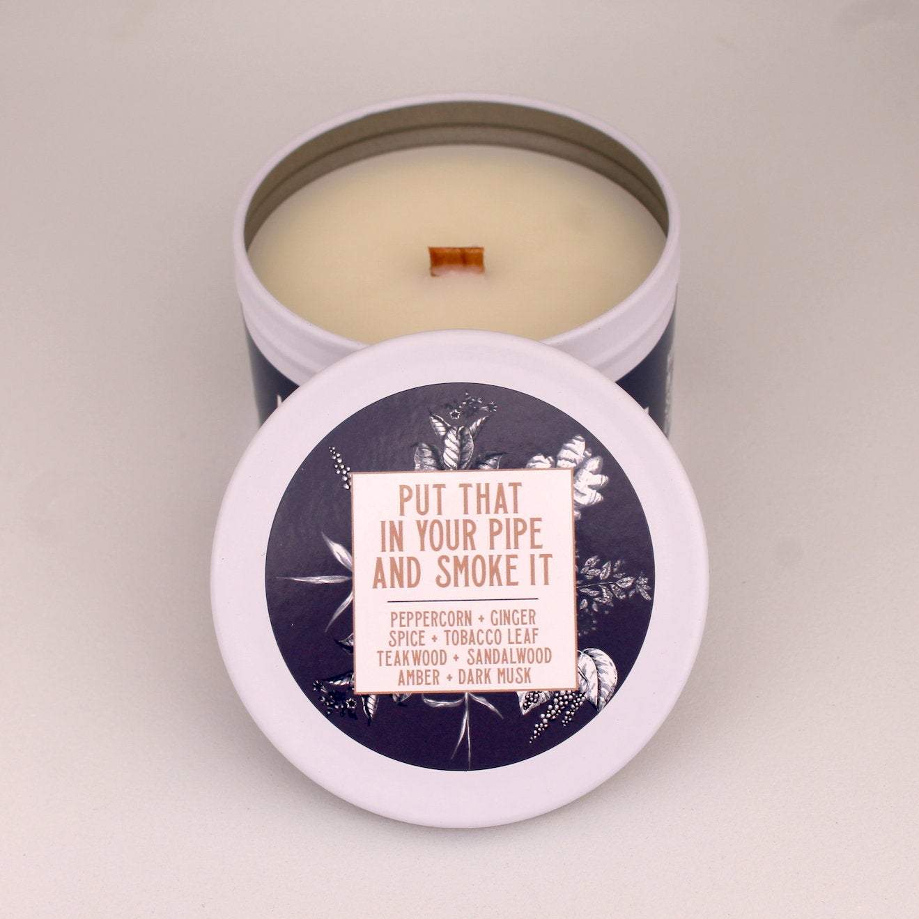 Tobacco Candle | Manly Candle | Crackling Candle | Coconut Wax Candle | Tin Candle | Mini Candle | Put That In Your Pipe And Smoke It - Get a Whiff Co.