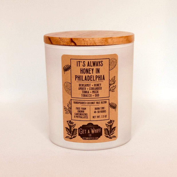 Tobacco & Honey Crackling Wooden Wick Scented Candle Made With Coconut Wax (It's Always Honey In Philadelphia)