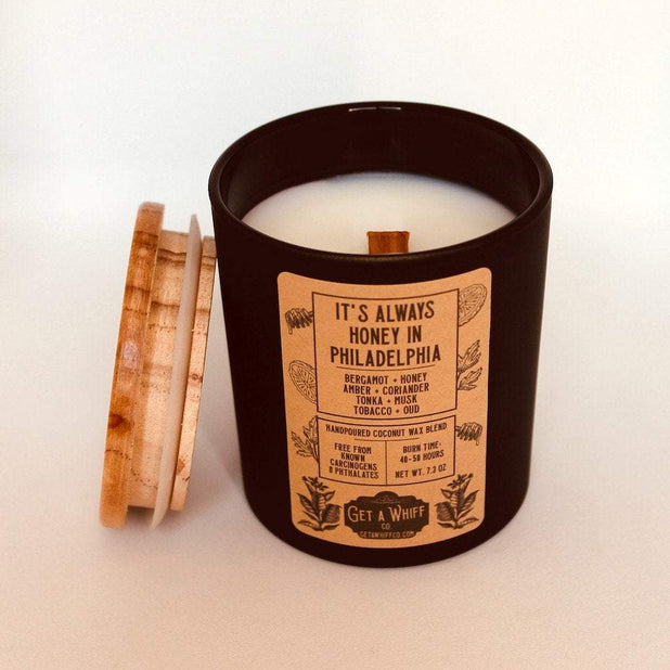 Tobacco & Honey Crackling Wooden Wick Scented Candle Made With Coconut Wax (It's Always Honey In Philadelphia)