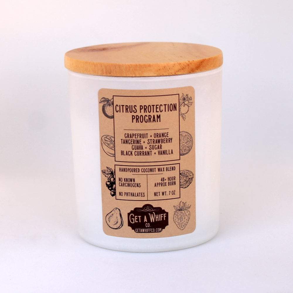 Sweet Orange Crackling Wooden Wick Scented Candle Made With Coconut Wax (Citrus Protection Program)