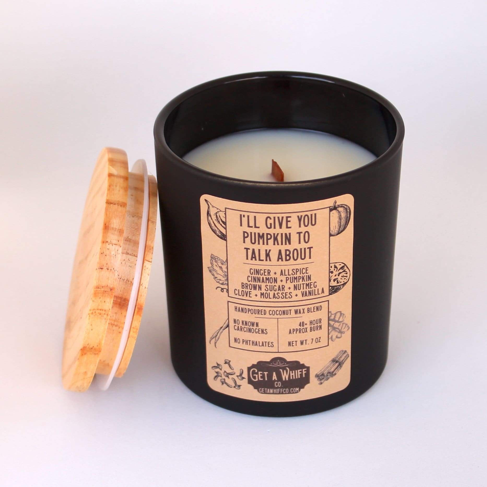 Pumpkin Spice Crackling Wooden Wick Scented Candle Made With Coconut Wax (I'll Give You Pumpkin To Talk About)