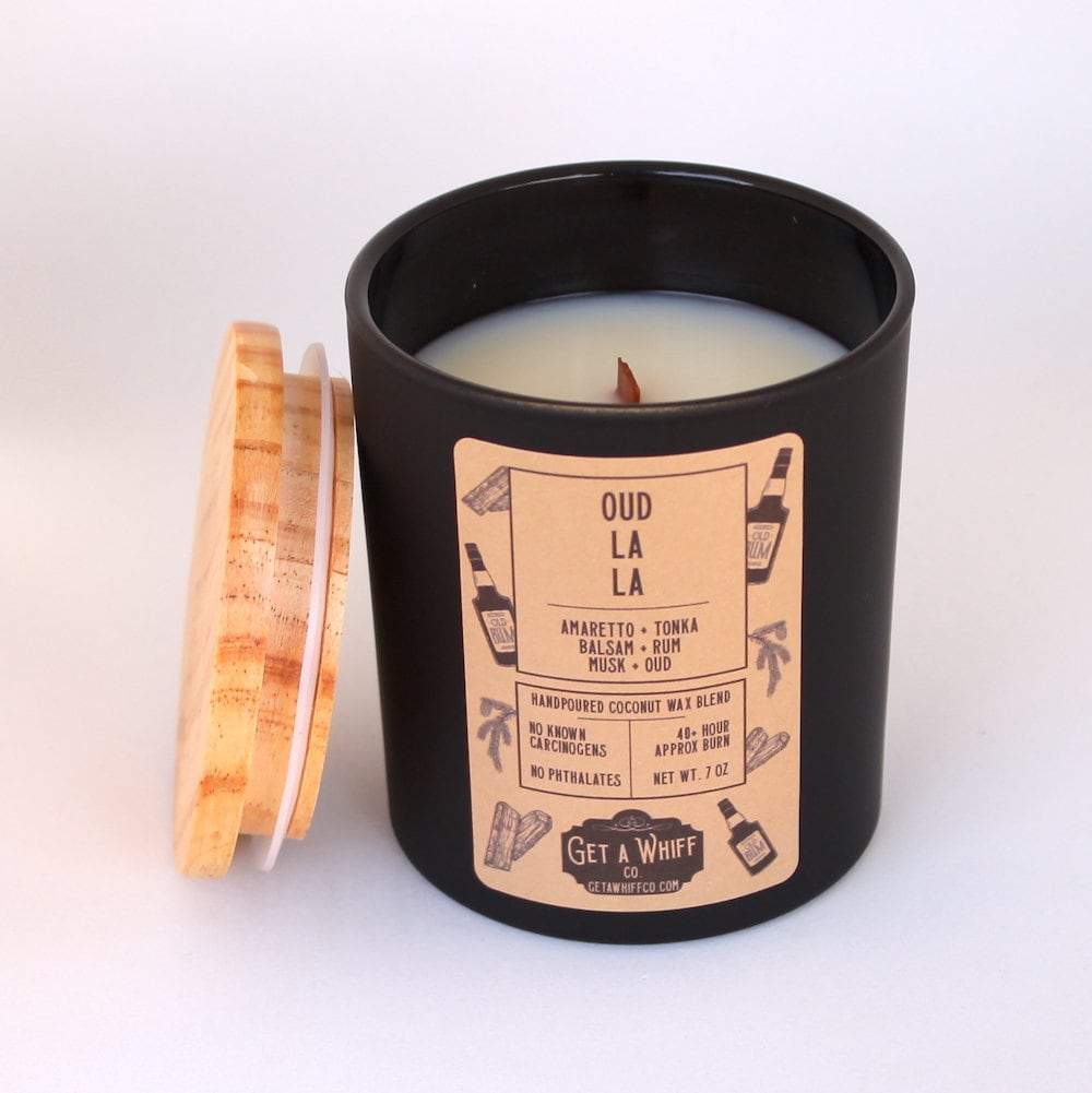 Teakwood & Oud Crackling Wooden Wick Scented Candle Made With Coconut Wax (Oud La La)