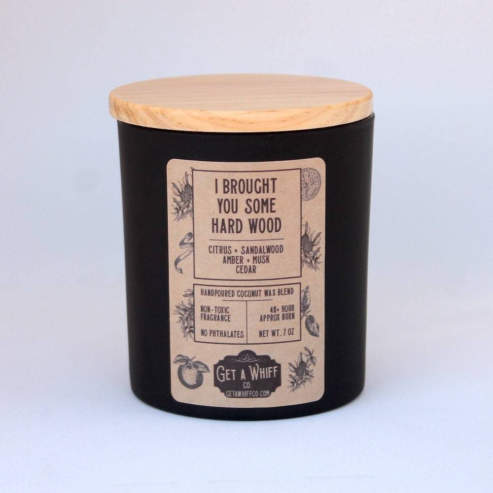 Sandalwood & Musk Crackling Wooden Wick Scented Candle Made With Coconut Wax (I Brought You Some Hard Wood)