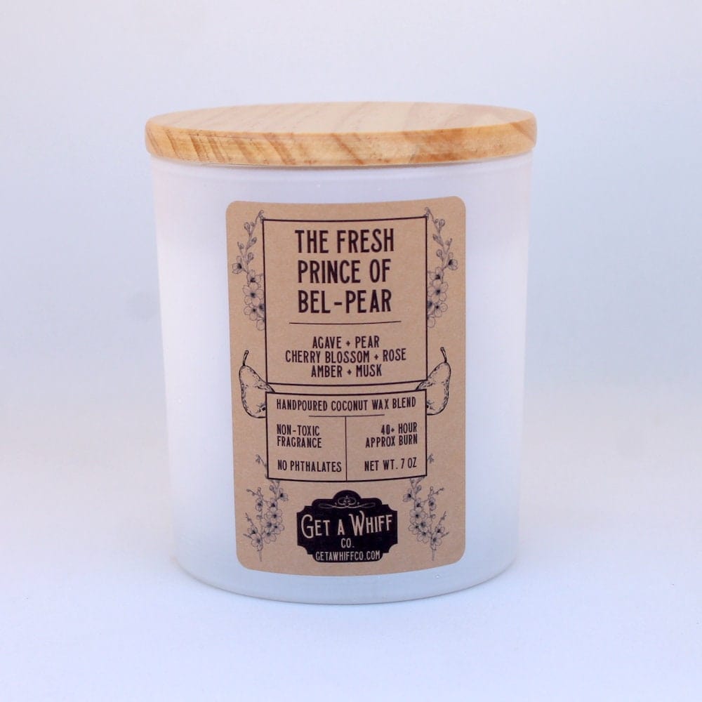 Rose & Pear Crackling Wooden Wick Scented Candle Made With Coconut Wax (The Fresh Prince Of Bel-Pear)