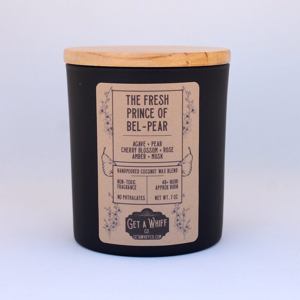 Rose & Pear Crackling Wooden Wick Scented Candle Made With Coconut Wax (The Fresh Prince Of Bel-Pear)