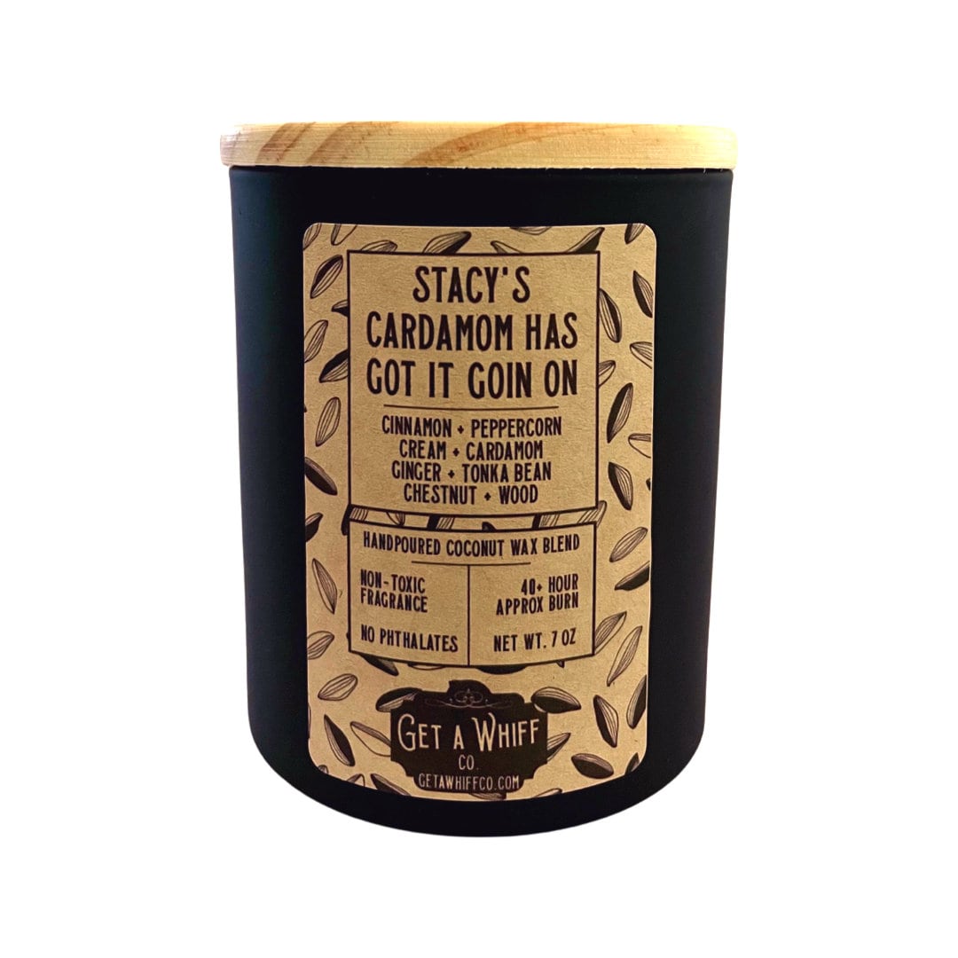 Cardamom & Vanilla Crackling Wooden Wick Scented Candle Made With Coconut Wax (Stacy's Cardamom Has Got It Goin' On))