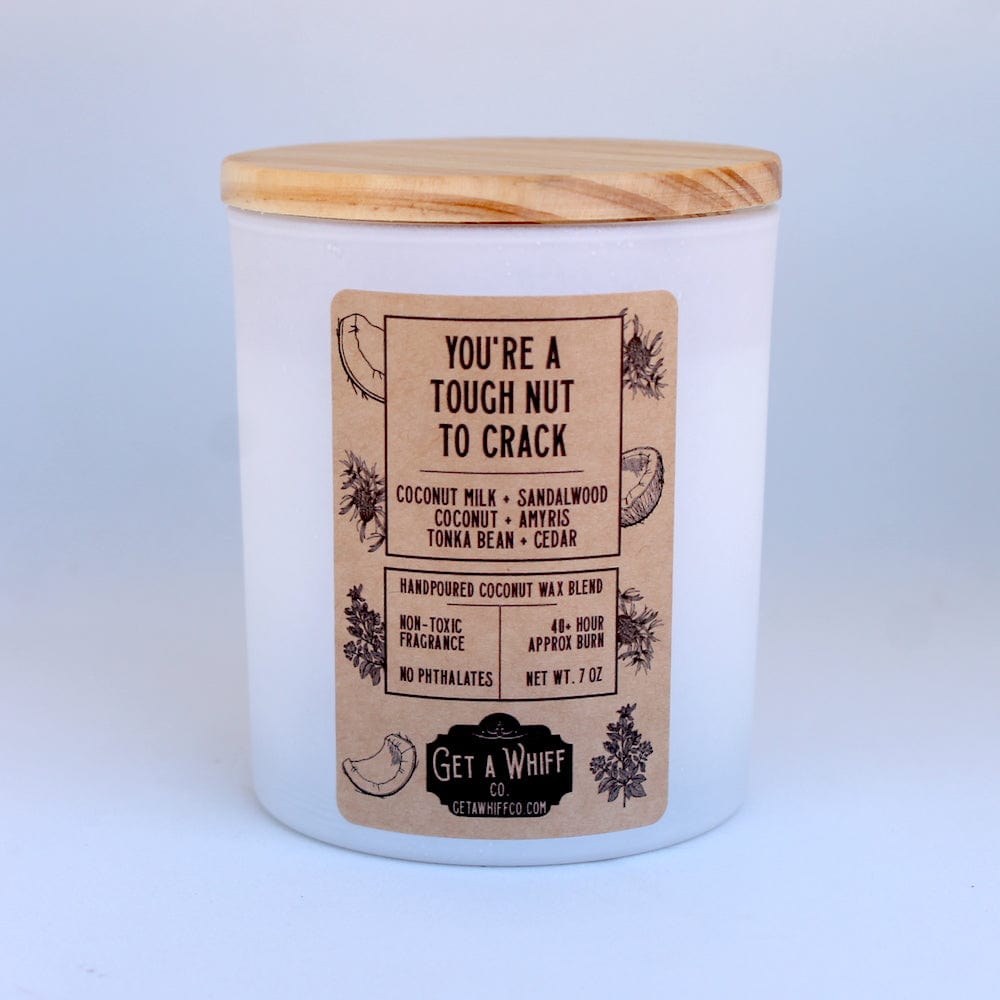 Coconut & Santal Crackling Wooden Wick Scented Candle Made With Coconut Wax (You're A Tough Nut To Crack)