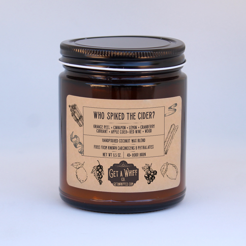 Apple Cider Crackling Wooden Wick Scented Candle Made With Coconut Wax In Amber Jar Candle (Who Spiked The Cider?)